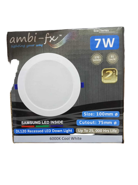 Ambi-fx Led Downlight 7W size 100mm cutout 75mm 4000K Cool White 6000K