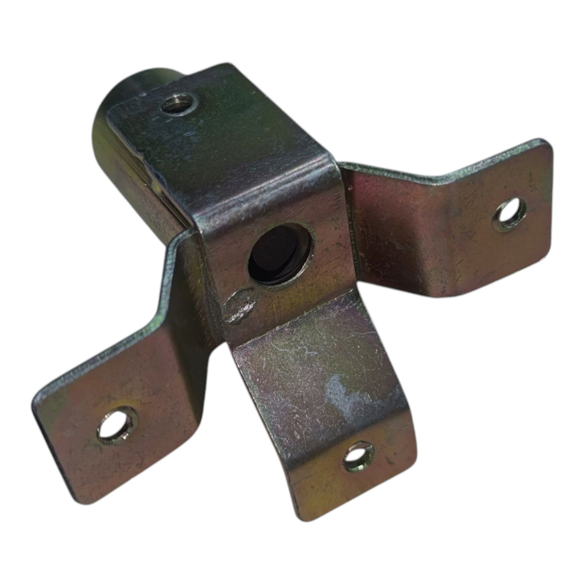 A heavy-duty metal bracket with three L-shaped legs, featuring a central circular hole and pre-drilled mounting holes on the flat ends, shown on a plain white background.