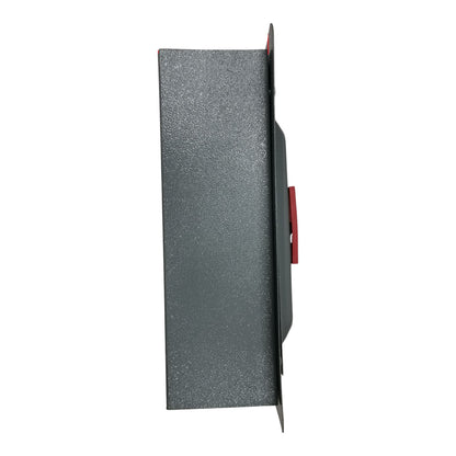 Side view of a gray speaker on a white background