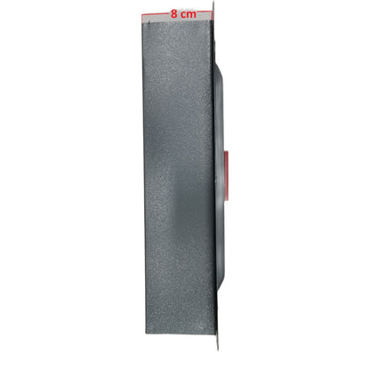 Gray sandpaper sheet with a measurement label on a white background