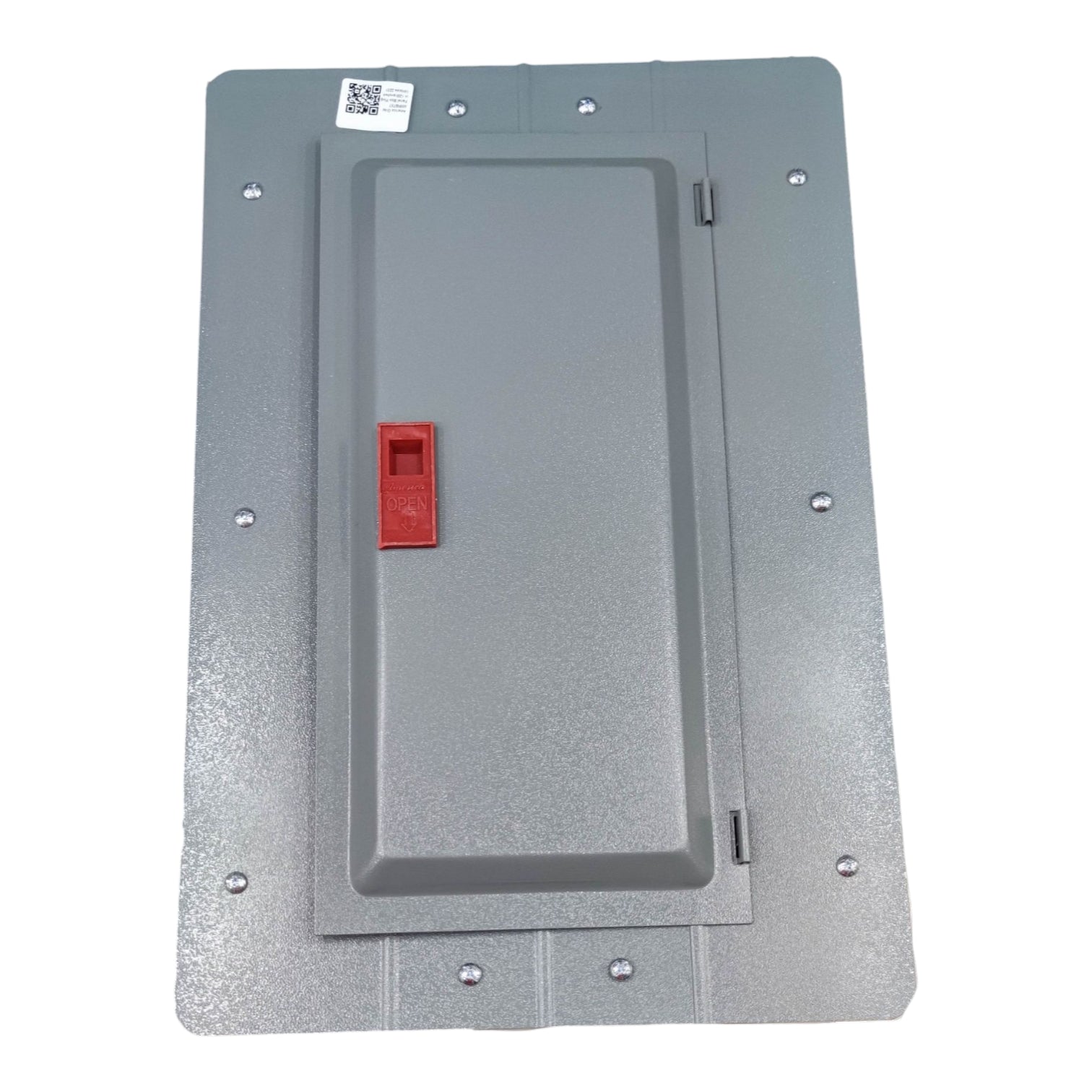 Gray metal panel with a red switch on a white background America 7X7 Panel Boar 14 Holes Distribution Panel For 2 Pole Plug In Circuit Breaker 12 Branches Side Main Electx Electrical Supply