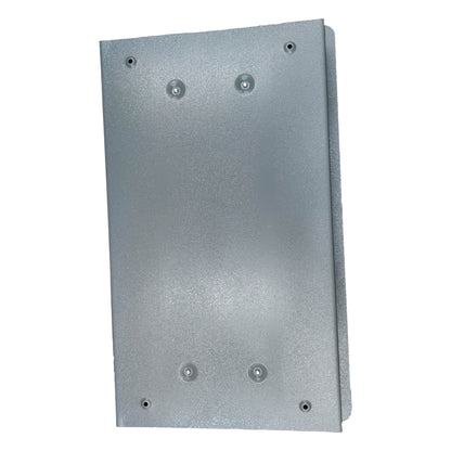 Metallic rectangular panel with circular cutouts on a white background America 8X8 Panel Board 14 Branches 16 Holes Distribution Panel For 2 Pole Plug In Circuit Breaker Flush Mounted Type Electx Electrical Supply