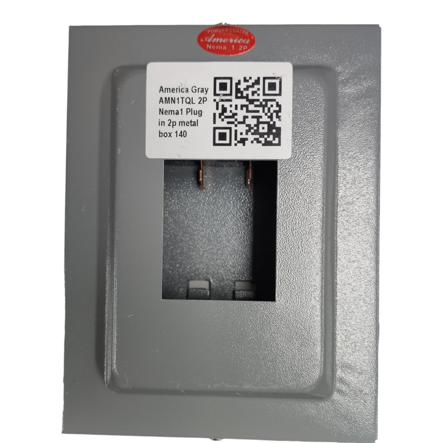 Metallic sample with a label and QR code on a white background