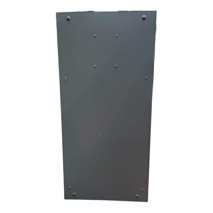 A dark gray rectangular metal panel with pre-drilled screw holes, shown against a plain white background.