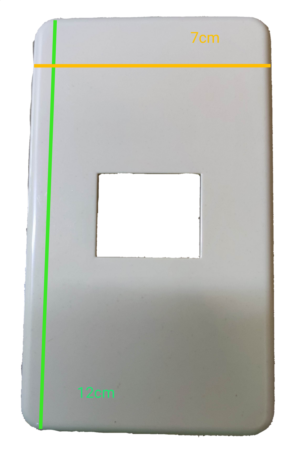 Anam white 1 gang switch plate with rounded edges and square opening for electrical wiring