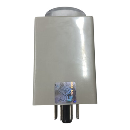 Rectangular electronic device with a label on a white background