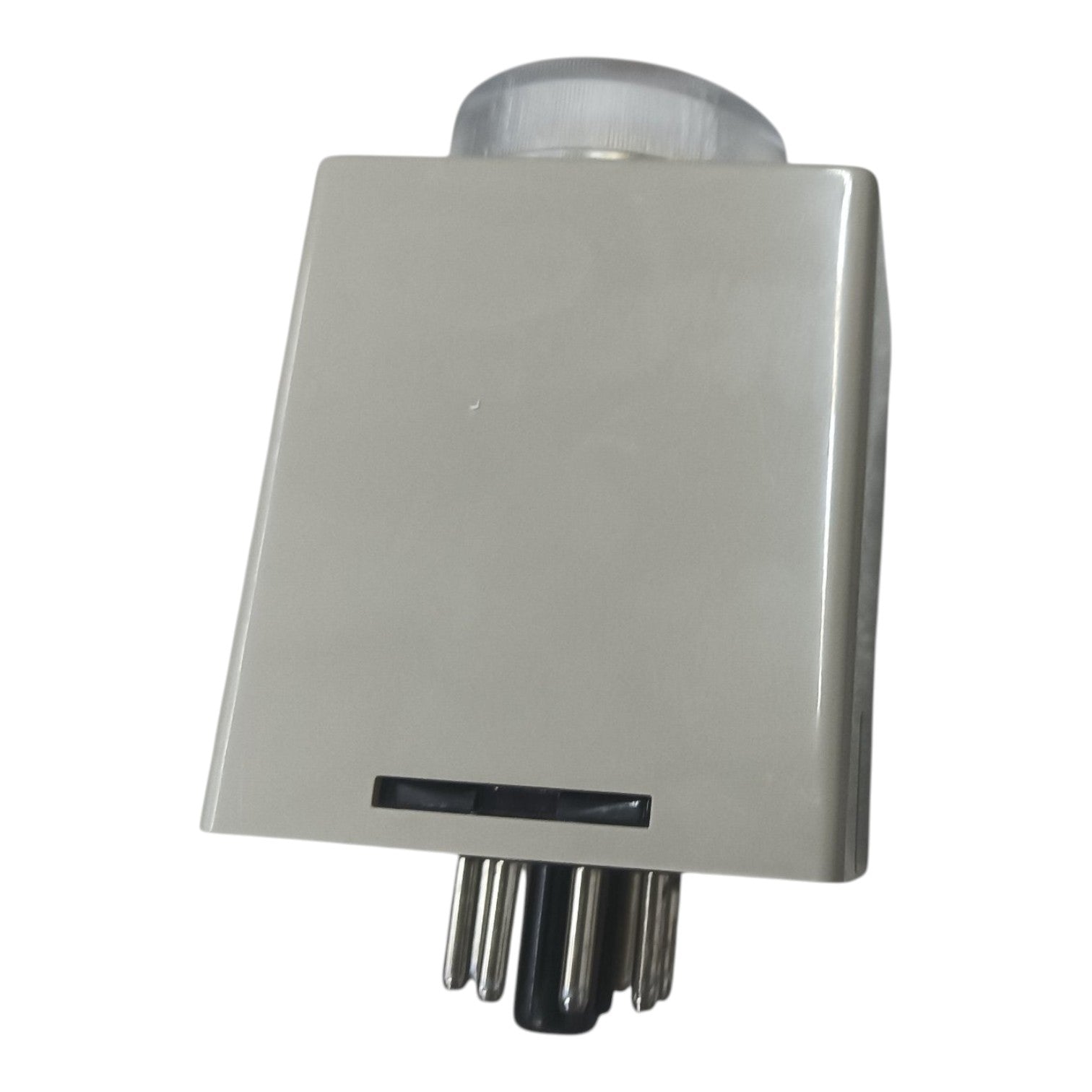 Rectangular outdoor light fixture with cylindrical design on a white background