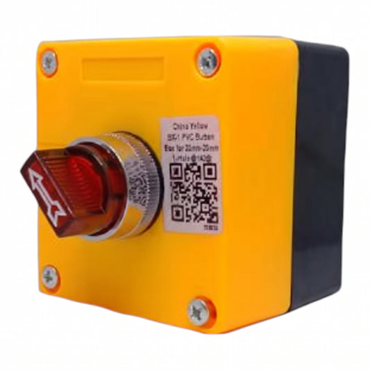 Auspicious Illuminated Selector Switch 22mm 3A 220V Red 3 Position with Surface Type Box Electx Electrical Supply