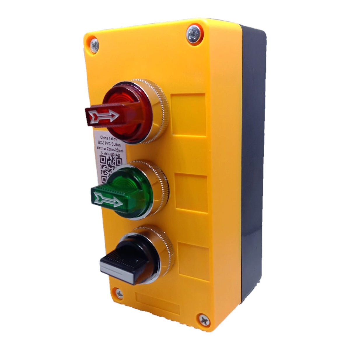 Auspicious Illuminated Selector Switch 25mm Red and Green and Black with Surface Type Box In Different Positions Electx Electrical Supply