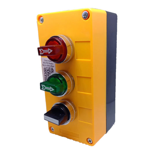 Auspicious Illuminated Selector Switch 25mm Red and Green and Black with Surface Type Box In Different Positions Electx Electrical Supply
