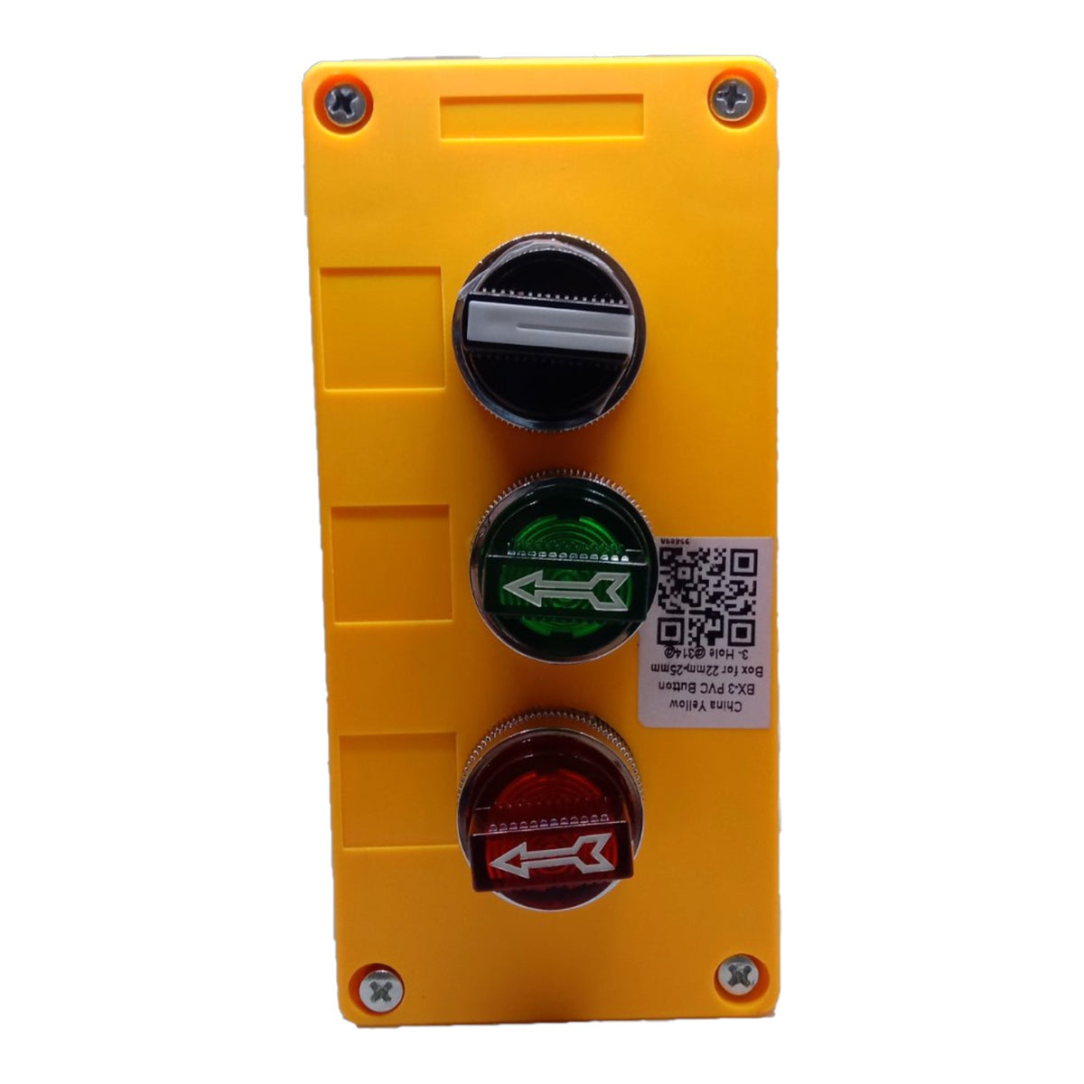 Auspicious Illuminated Selector Switch 25mm Red and Green and Black with Surface Type Box In Different Positions Electx Electrical Supply