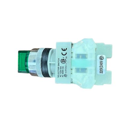 Auspicious Illuminated Selector Switch Green 3 Position 22mm 3A 220V