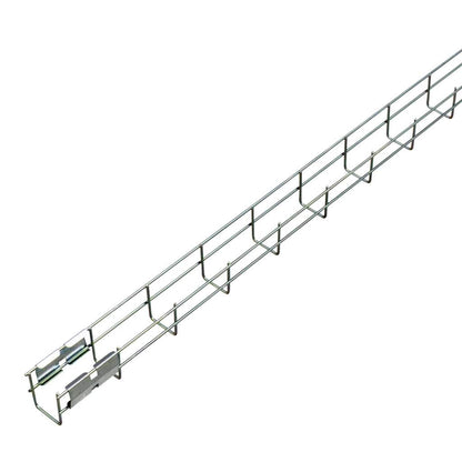 A long, narrow metal cable tray or conduit guide with multiple parallel horizontal bars and angled support brackets, shown on a plain white background.