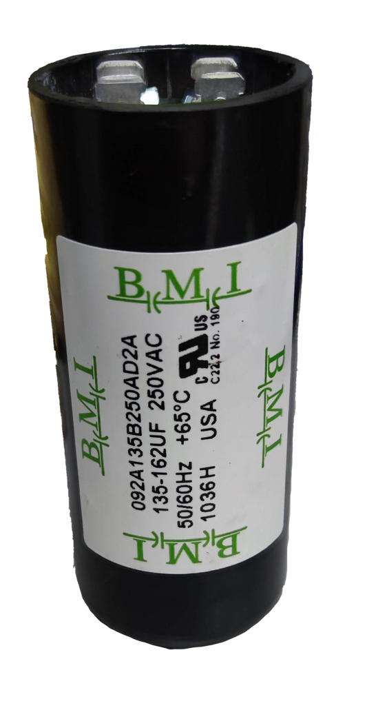 BMI motor starting capacitor 135-162 uf 250VAC electrical circuitry component with metal terminals