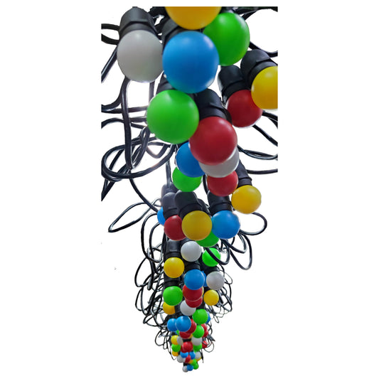 Biglite 150 Feet String Lights 50 Meters 100 Sockets with 1W LED Multi Colored Round Bulb 220V Weather Proof BHJ-5100(ASSORTED1WROUND)