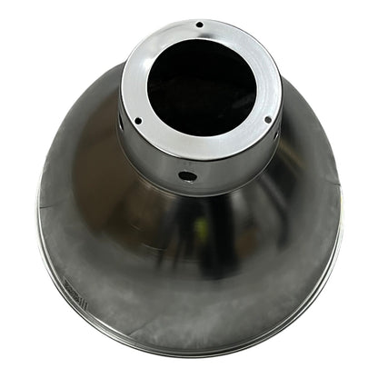 A polished stainless steel dome-shaped metal component with a circular opening at the top, shown on a plain white background.