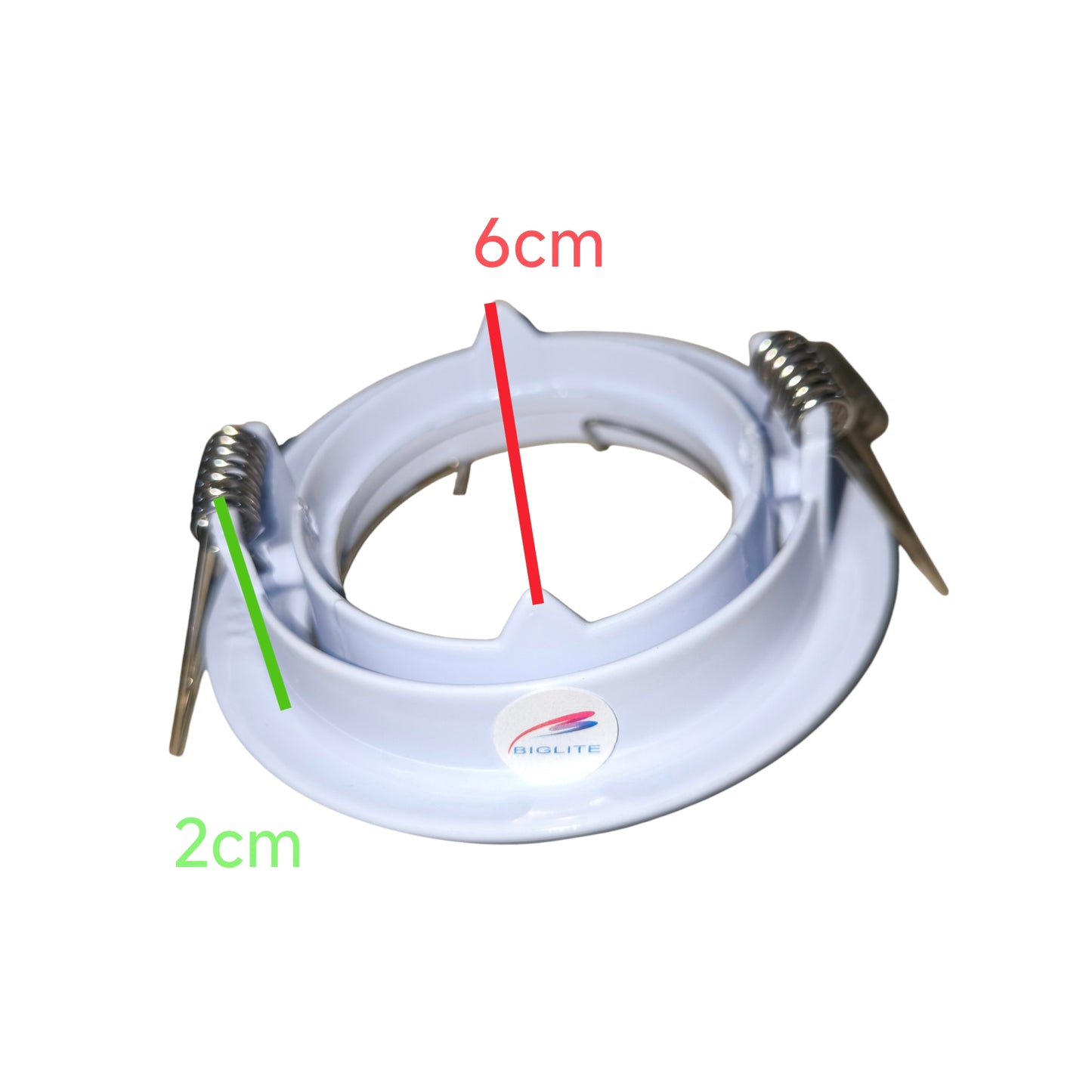 White gas stove burner with labeled dimensions on a white background