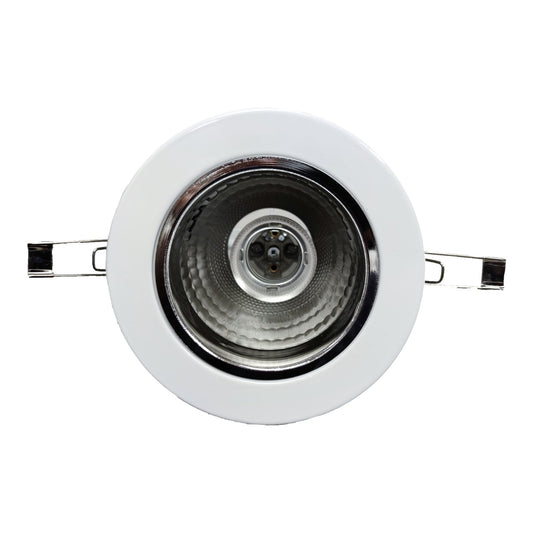 White recessed ceiling light on a white background