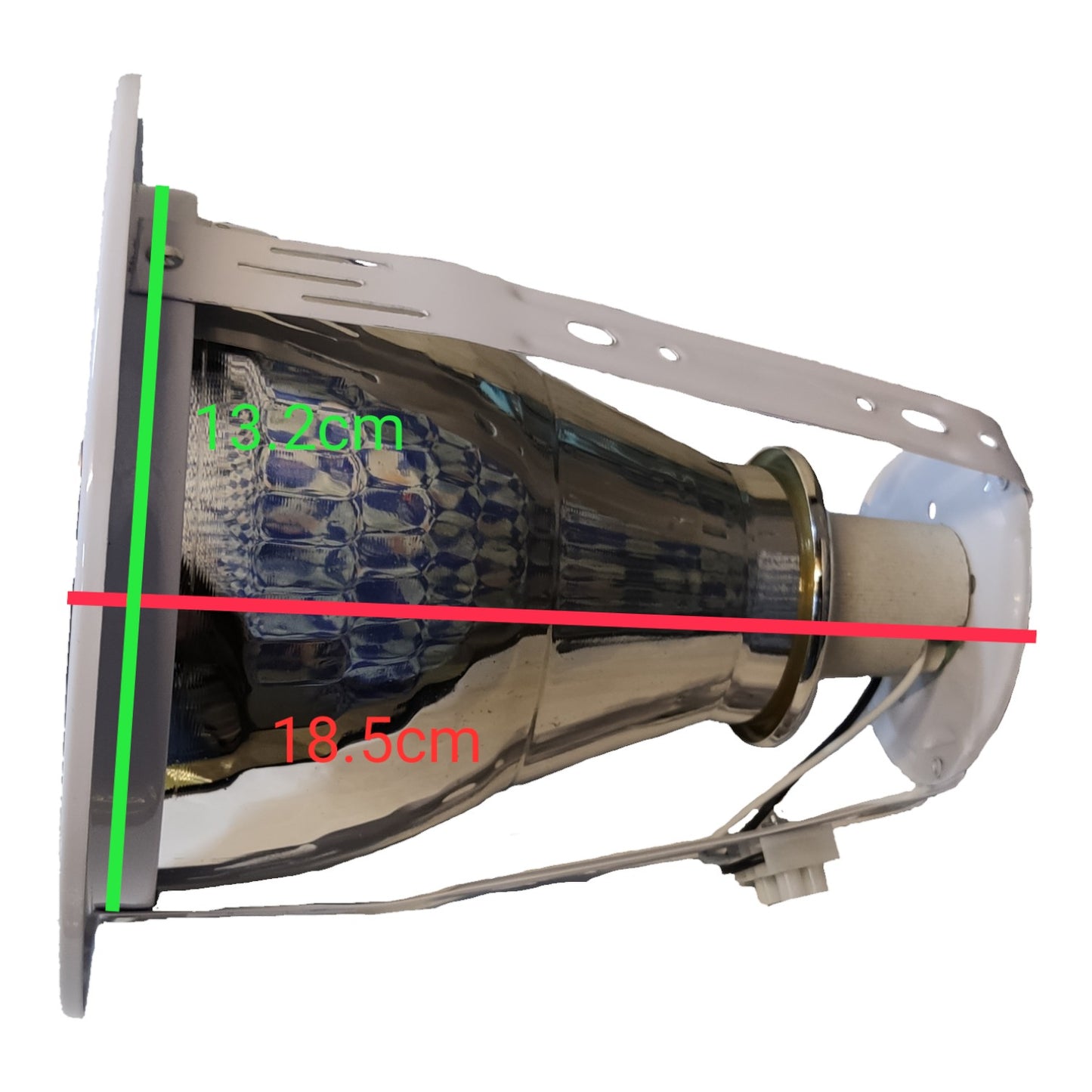 Measurement of a lamp with dimensions labeled on a white background