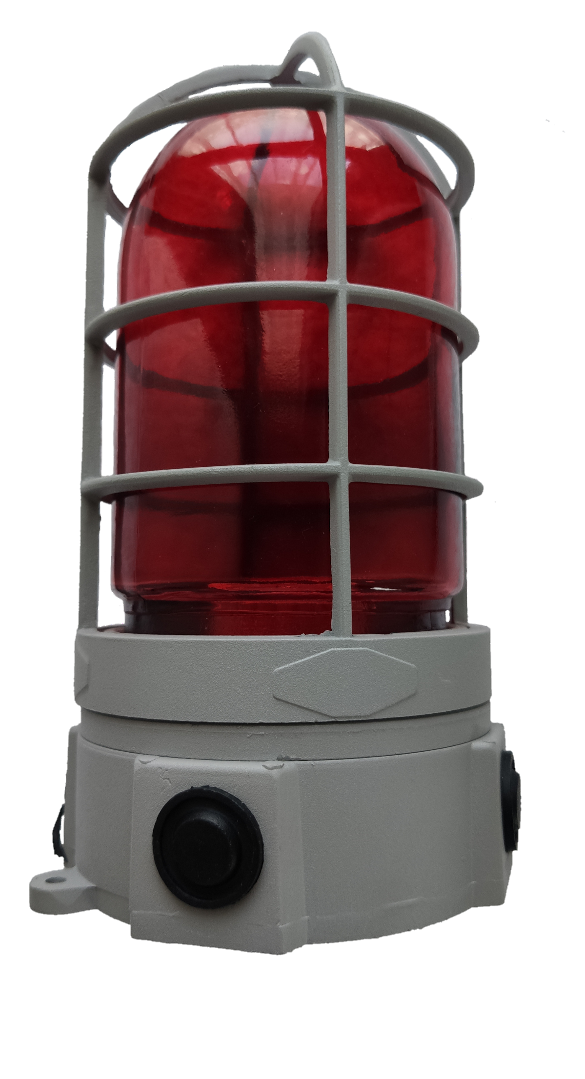 Biglite vapor lamp fixture E27 with red protective cage and white base lighting installation accessory