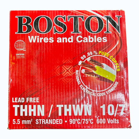 Boston THHN AWG 10/7, THWN 5.5mm² Stranded 150 Meters/Roll Red