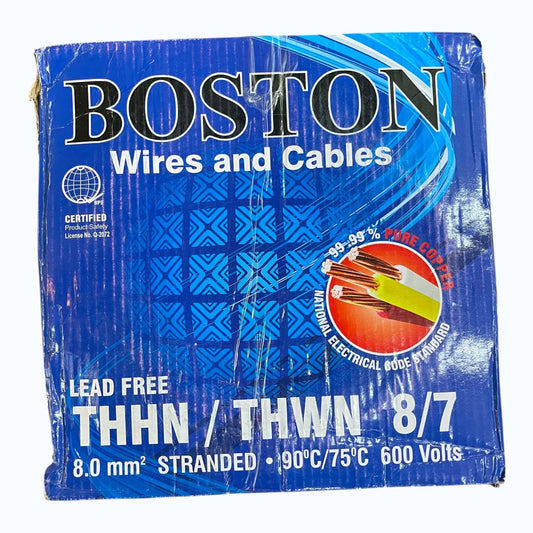 Boston THHN AWG 8/7, THWN 8.0mm² Stranded 150 Meters/Roll White
