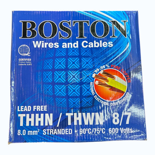 Boston THHN AWG 8/7, THWN 8.0mm² Stranded Red - 150 Meters/Roll Green
