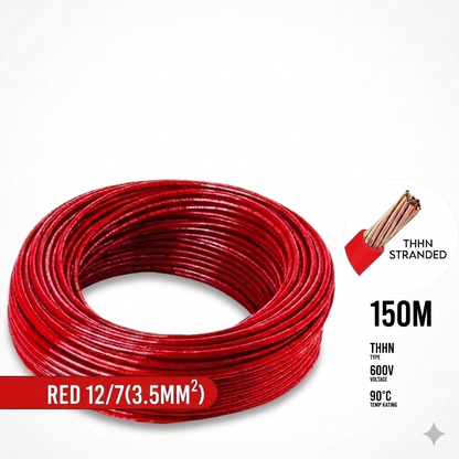 Boston THHN/THWN AWG 12/7, THWN/THHN 3.5mm² Stranded 150 Meters/Roll Red