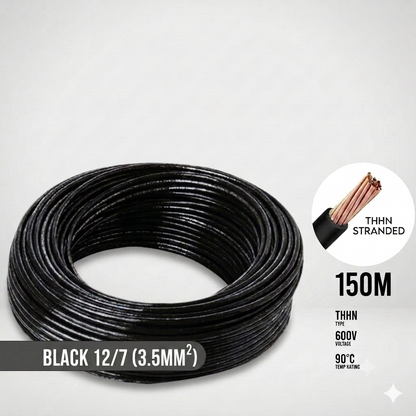 Boston THHN/THWN AWG 12/7, THWN/THHN 3.5mm² Stranded 150 Meters/Roll Black