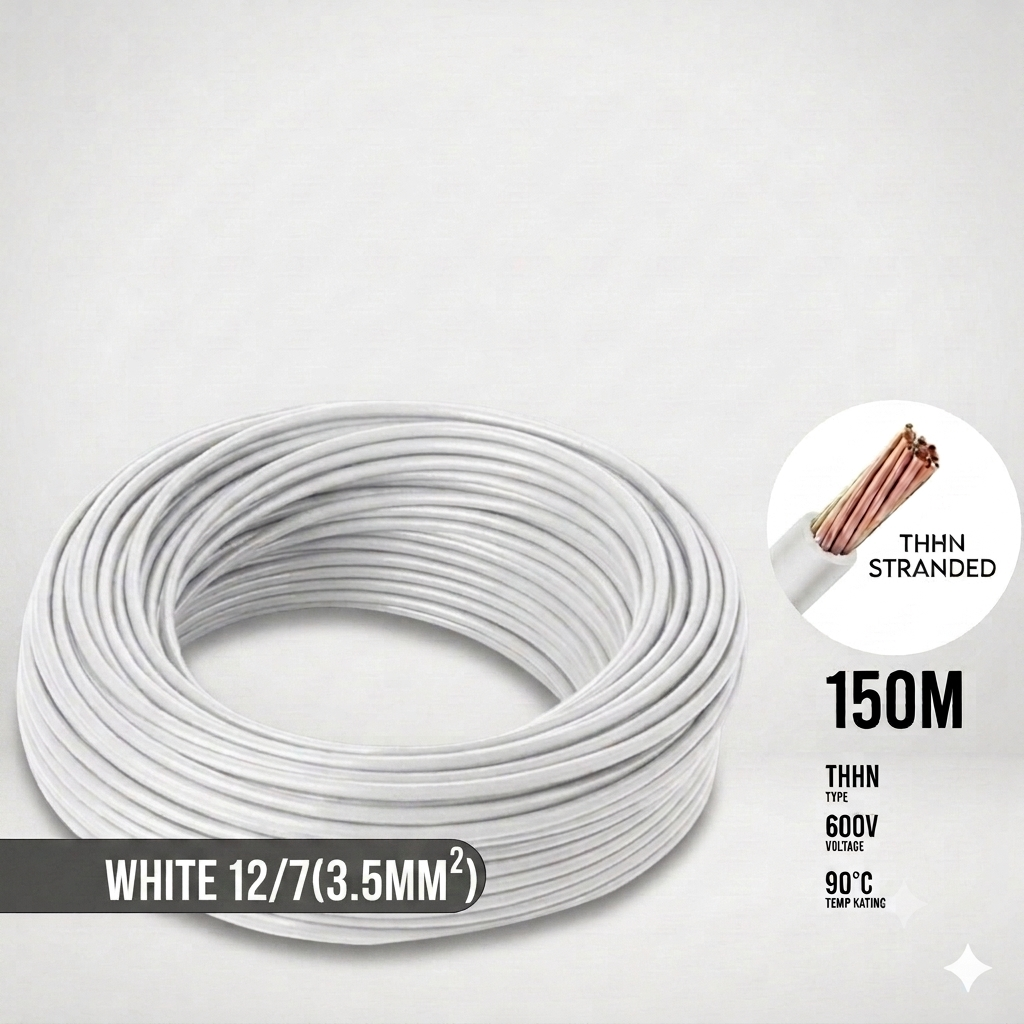 Boston THHN/THWN AWG 12/7, THWN/THHN 3.5mm² Stranded 150 Meters/Roll White