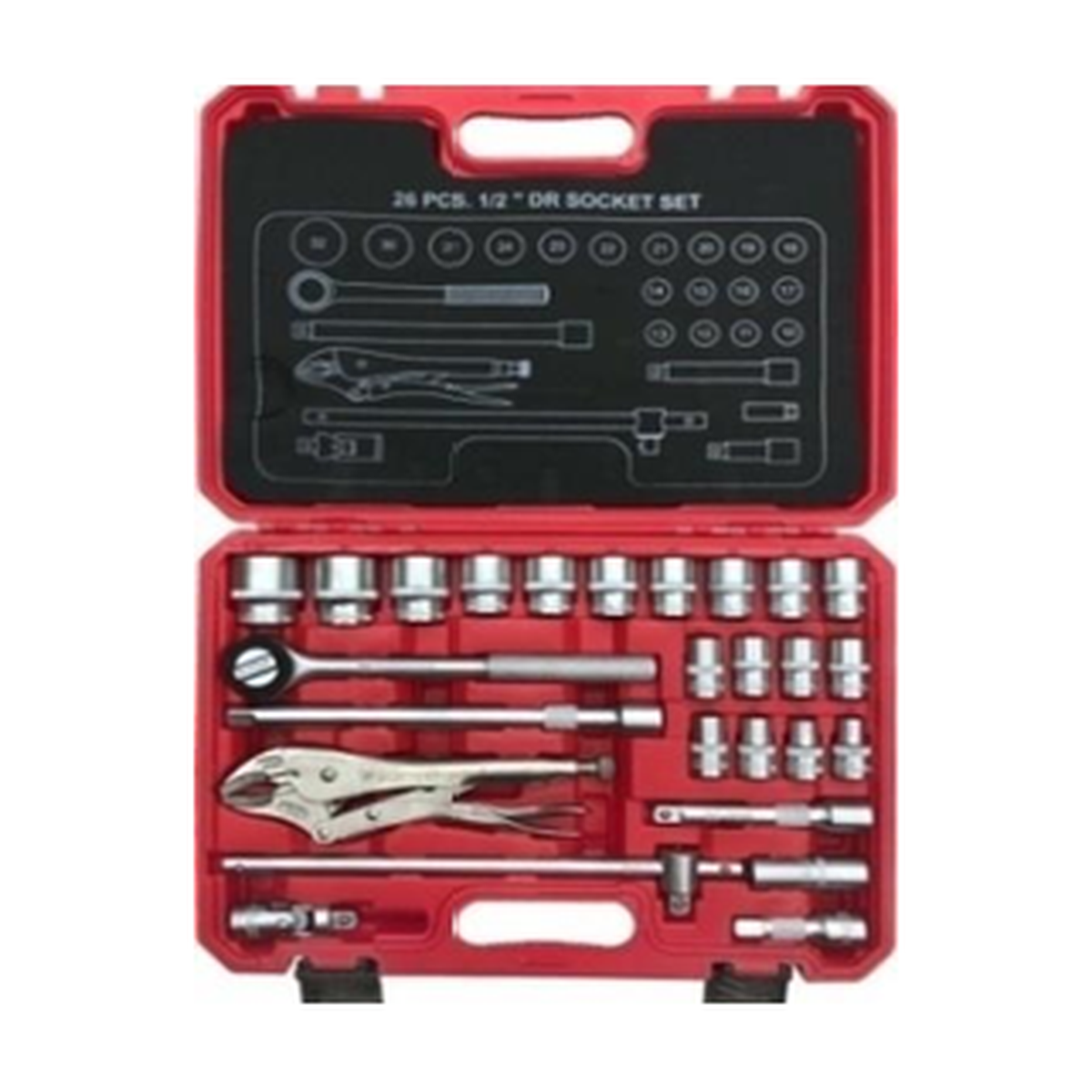 Butterfly 26-Piece 1/2 Inch Drive CRV Socket Wrench Set #818 in storage case