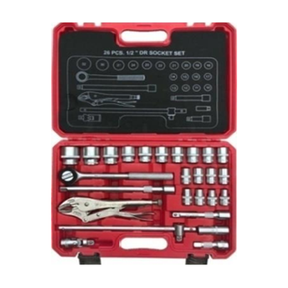Butterfly 26-Piece 1/2 Inch Drive CRV Socket Wrench Set #818 in storage case