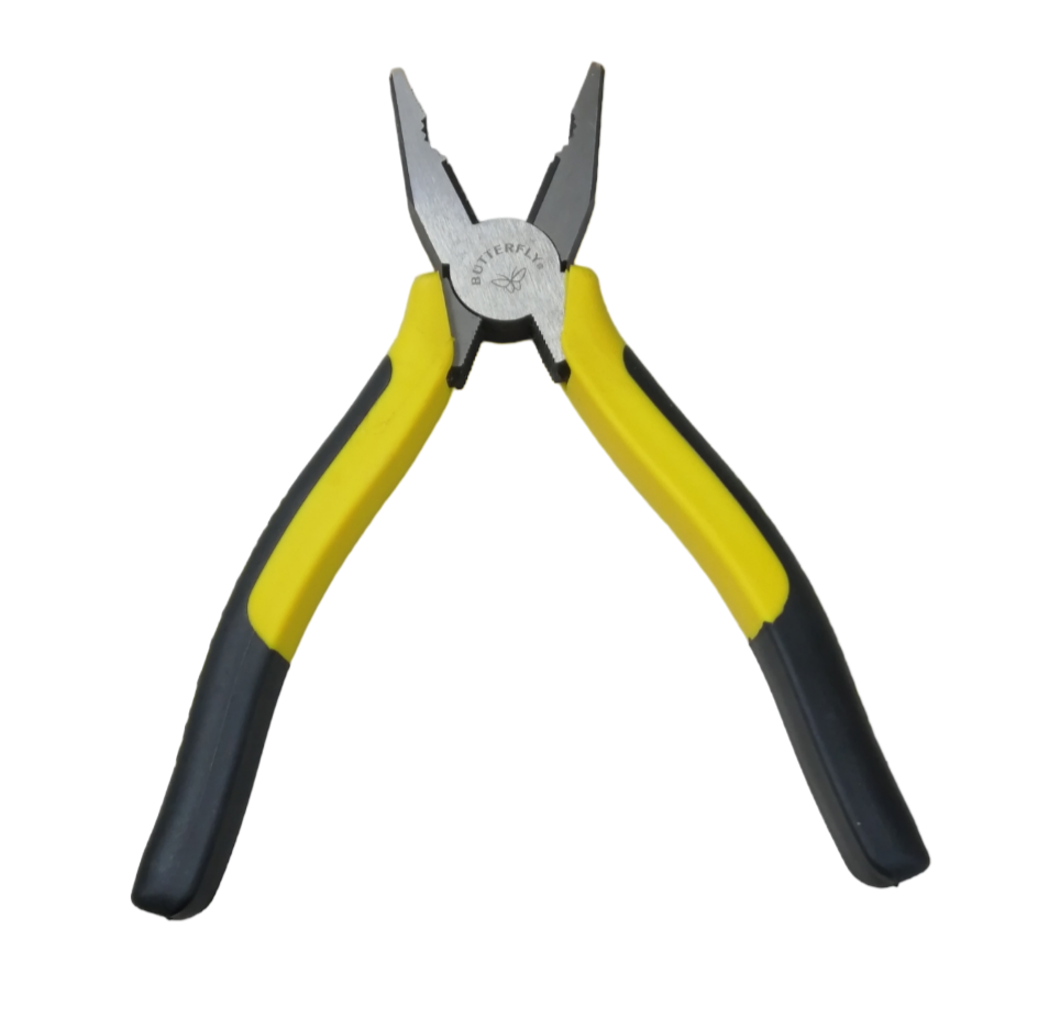 Butterfly Combination Plier 203mm 8 Inches with yellow and black handles for hand tool use