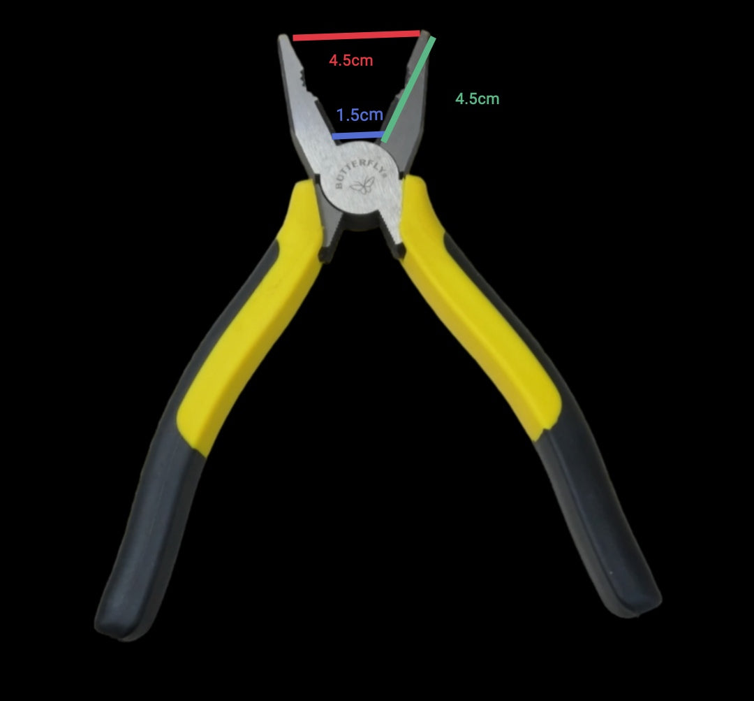 Butterfly Combination Plier 203mm 8 Inches with yellow and black handles for gripping and cutting