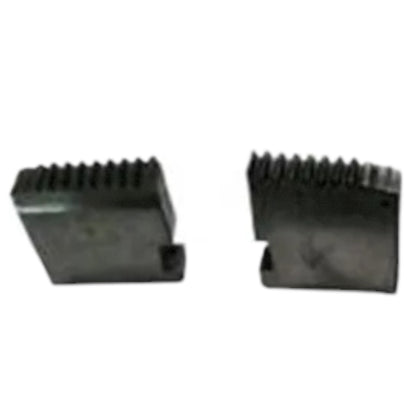 Two dark gray metal gear or roller components shown side by side on a plain white background.