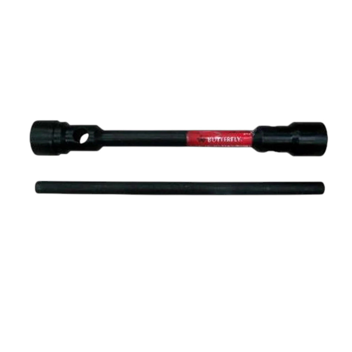 A black socket wrench extension bar with a red brand label reading 'SUPERLY' and a separate black extension piece below it, shown on a plain white background.