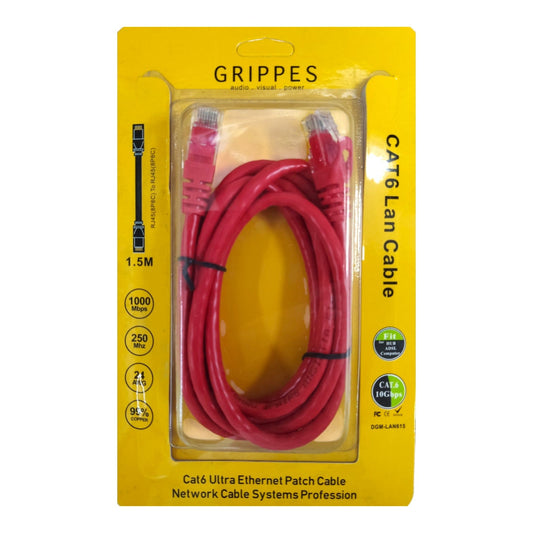 CAT6 UTP Patch Cable 1.5 Meters Round Red Electx Electrical Supply