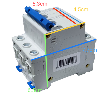 Chint 25A 3Pole Miniature Circuit Breaker with blue toggle switch and compact design