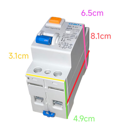 Electrical断路器 with dimensions labeled on a white background