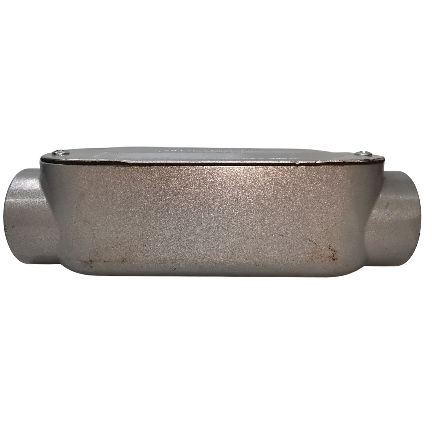 Metal pipe fitting on a white background