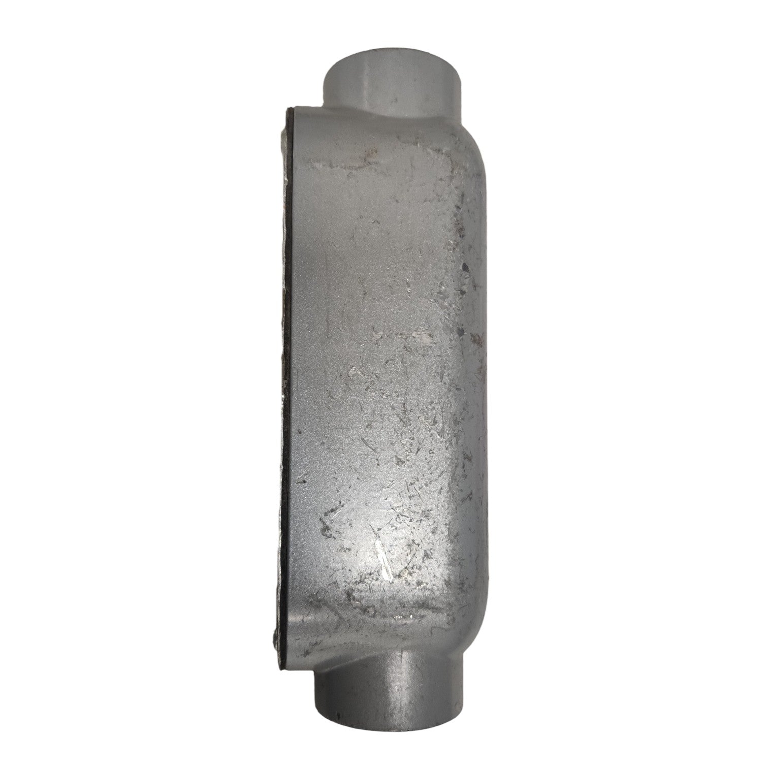 Metallic cylindrical object on a white background