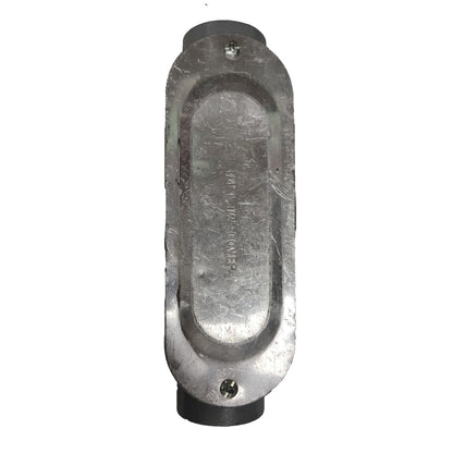 Metallic object with a cylindrical top and bottom on a white background