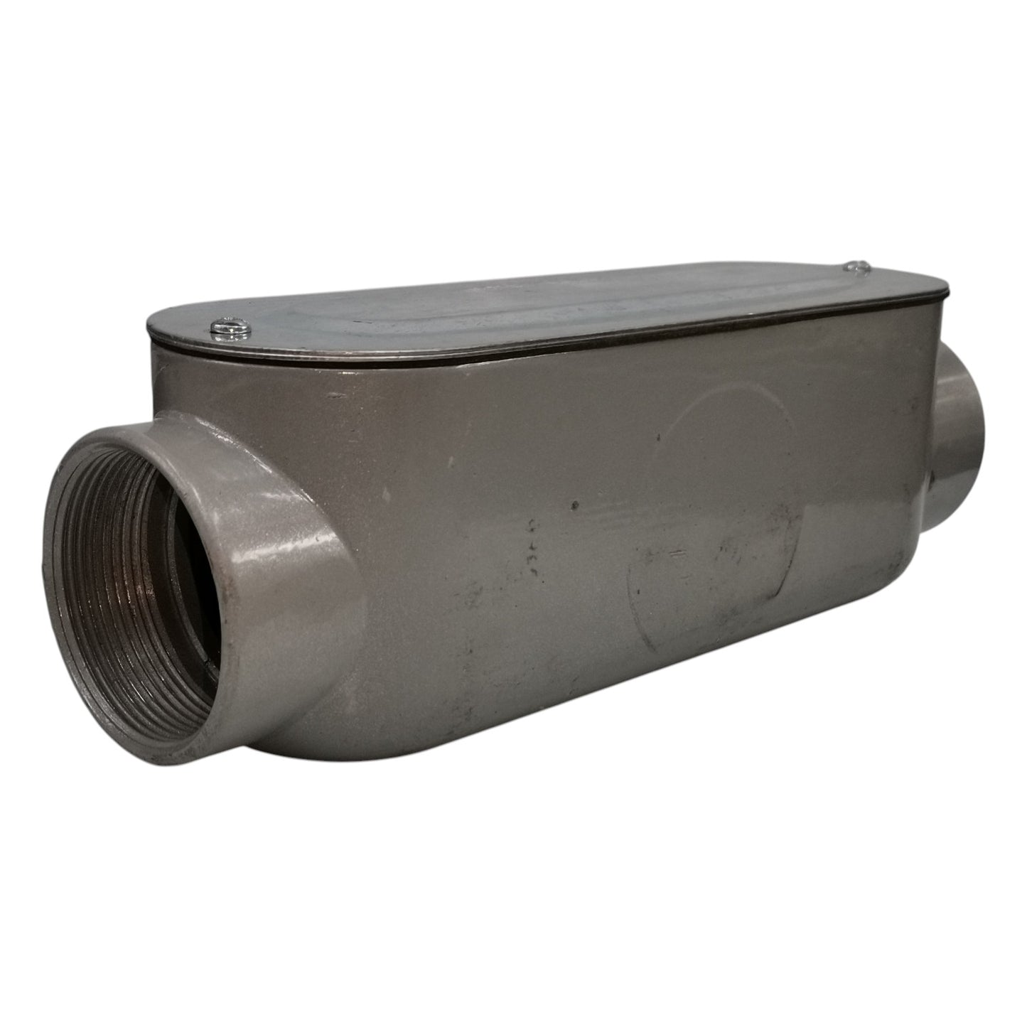 Metal duct connector on a white background