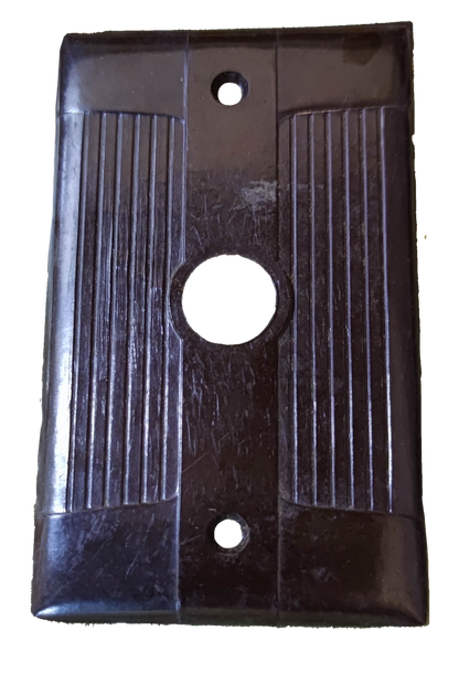 Electx Electrical Supply Cable Plate Cover Bakelite in dark brown with vertical ridged design and center hole