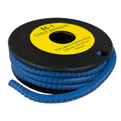 Cable (T) Marker 2.6mm to 4.2mm 1000pcs Blue EC-1B