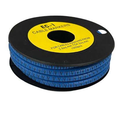 Cable (V) Marker 2.6mm to 4.2mm 1000pcs Blue EC-1B