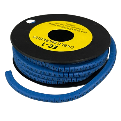 Cable (V) Marker 2.6mm to 4.2mm 1000pcs Blue EC-1B