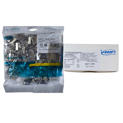 AMP CAT 7 RJ45 Connector Shielded Metal Pass Through ( 100PCS) Per Order