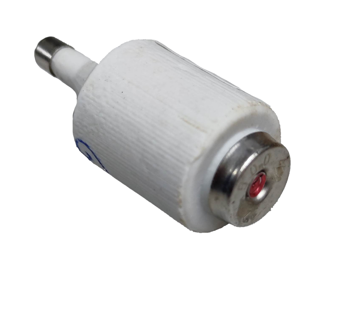 Ceramic Fuse 2A 500V E27 Socket electrical part with white ceramic body and metal ends