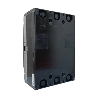 A black plastic electrical component or terminal block with multiple circular screw terminals and mounting slots, shown from a three-quarters angle on a white background.